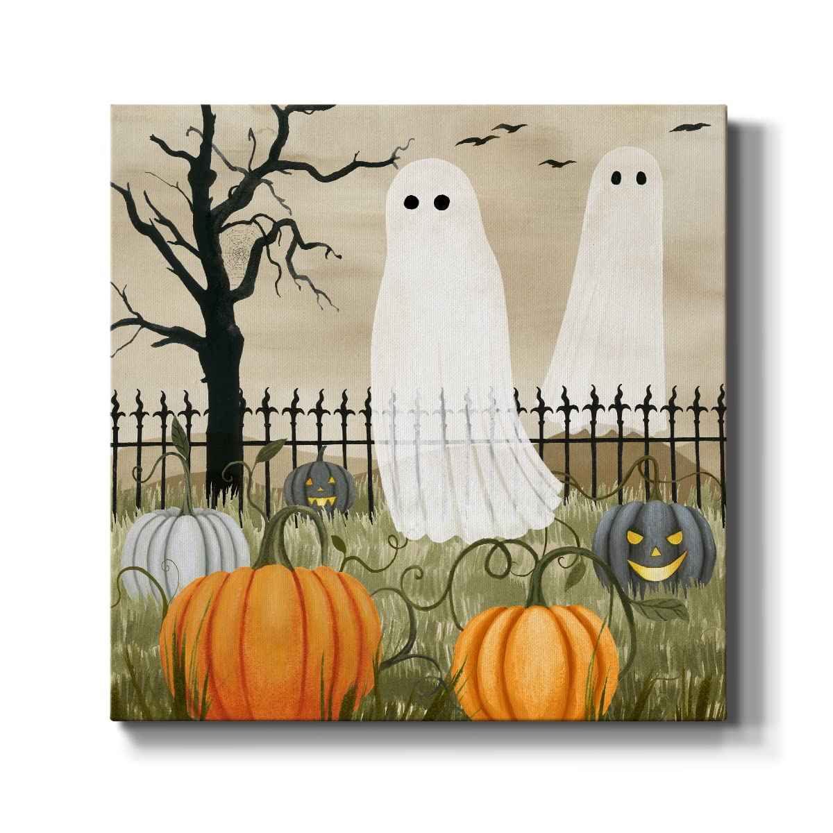 Renditions Gallery Modern Canvas Wall Art Pictures for Office Decorations Halloween Hunted Pumpkin Patch Premium Wall Hanging Wooden Artwork for Livingroom Kitchen Paintings - 16"X16" LT508
