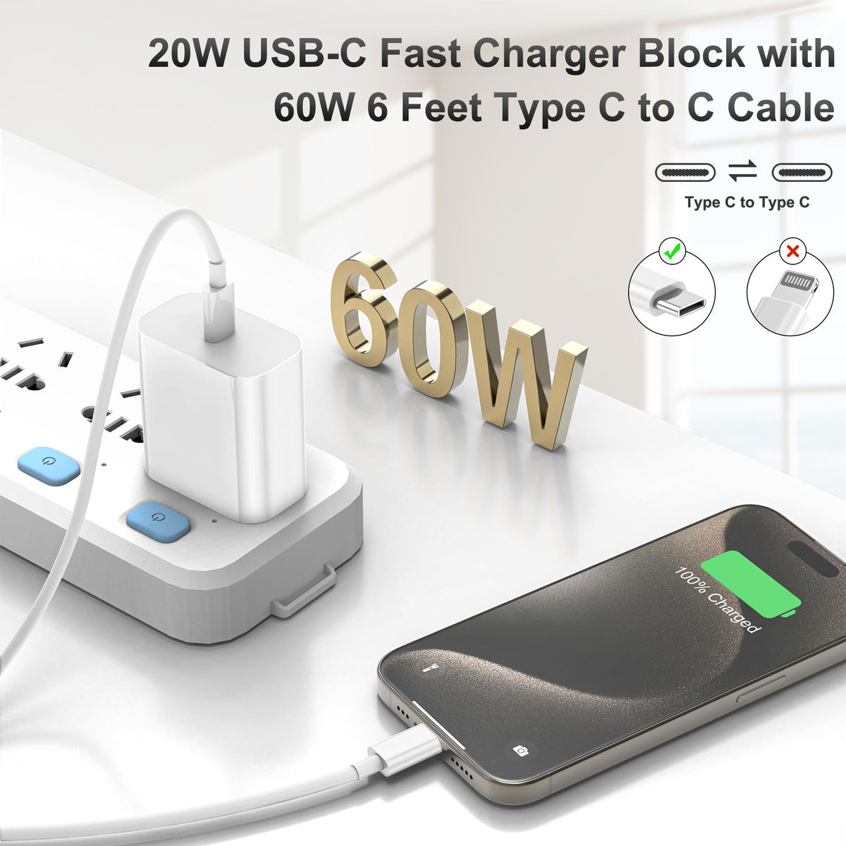 iPhone 17 16 15 Charger,3 Pack 20W USB-C Fast Wall Charger with 6ft USB C to USB C Cable for iPhone 17/16/16 Pro Max/16 Plus/15/15 Pro Max/15 Plus/iPad Air/iPad and More 🍁 All In One Marketplace Canada