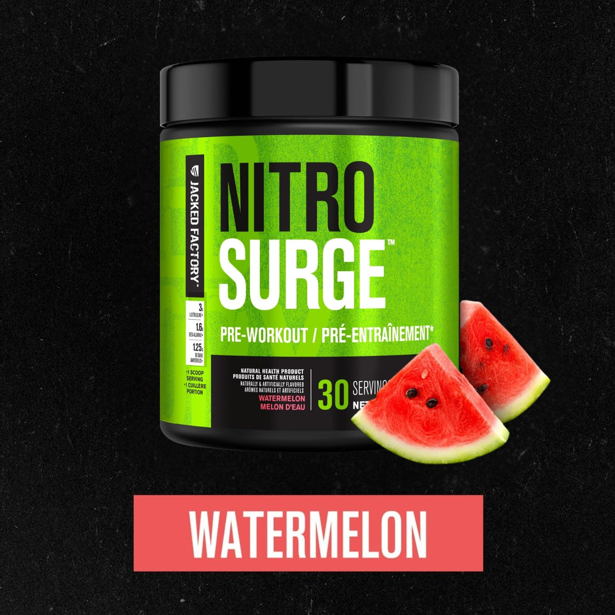 NITROSURGE Pre Workout Supplement - Endless Energy, Instant Strength Gains, Clear Focus, Intense Pumps - Nitric Oxide Booster & Preworkout Powder with Beta Alanine - 30 Servings, Watermelon 🍁 All In One Marketplace Canada