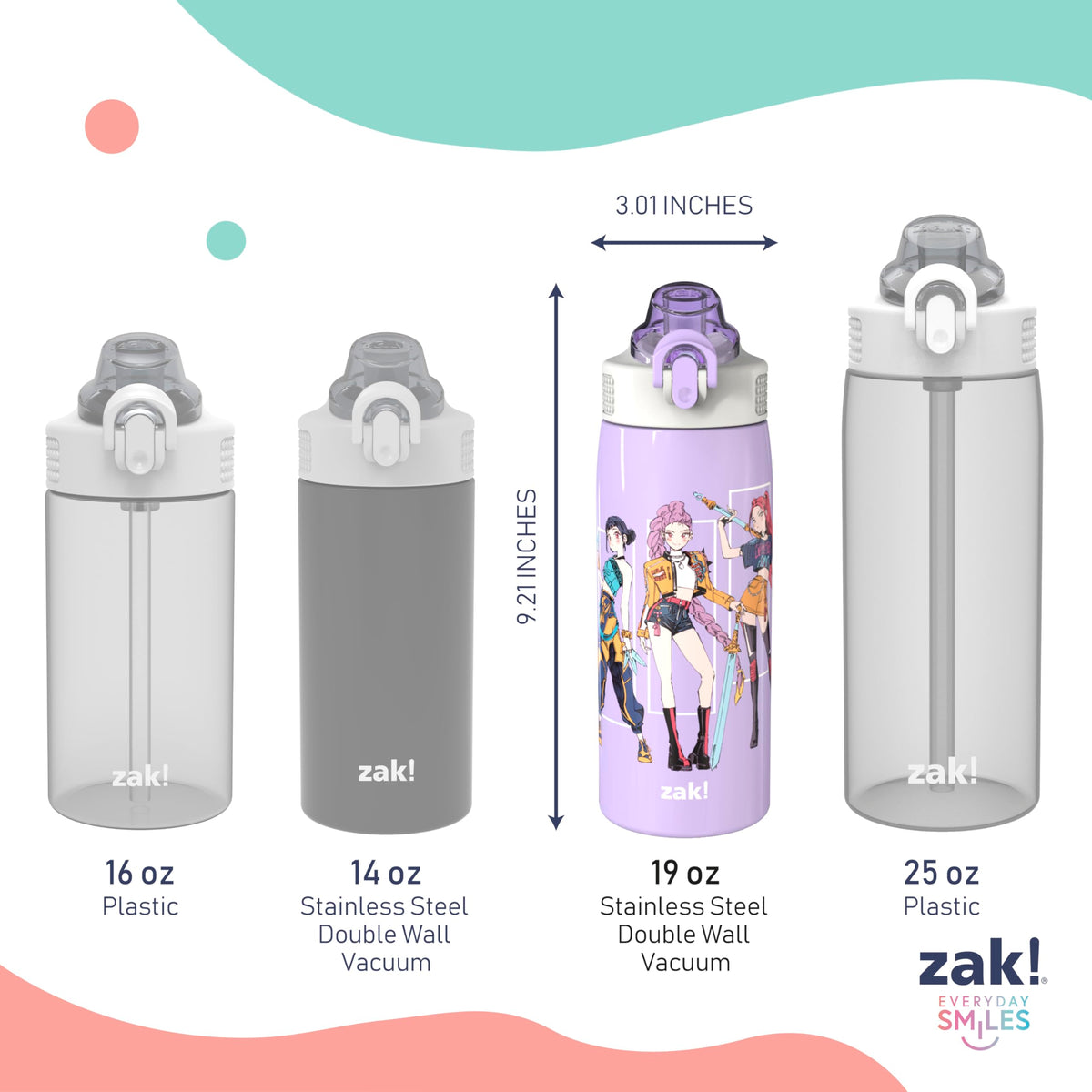 Zak Designs Kpop Demon Hunters Sage 19oz Leak-Proof Straw Kids Water Bottle 🍁 All In One Marketplace Canada