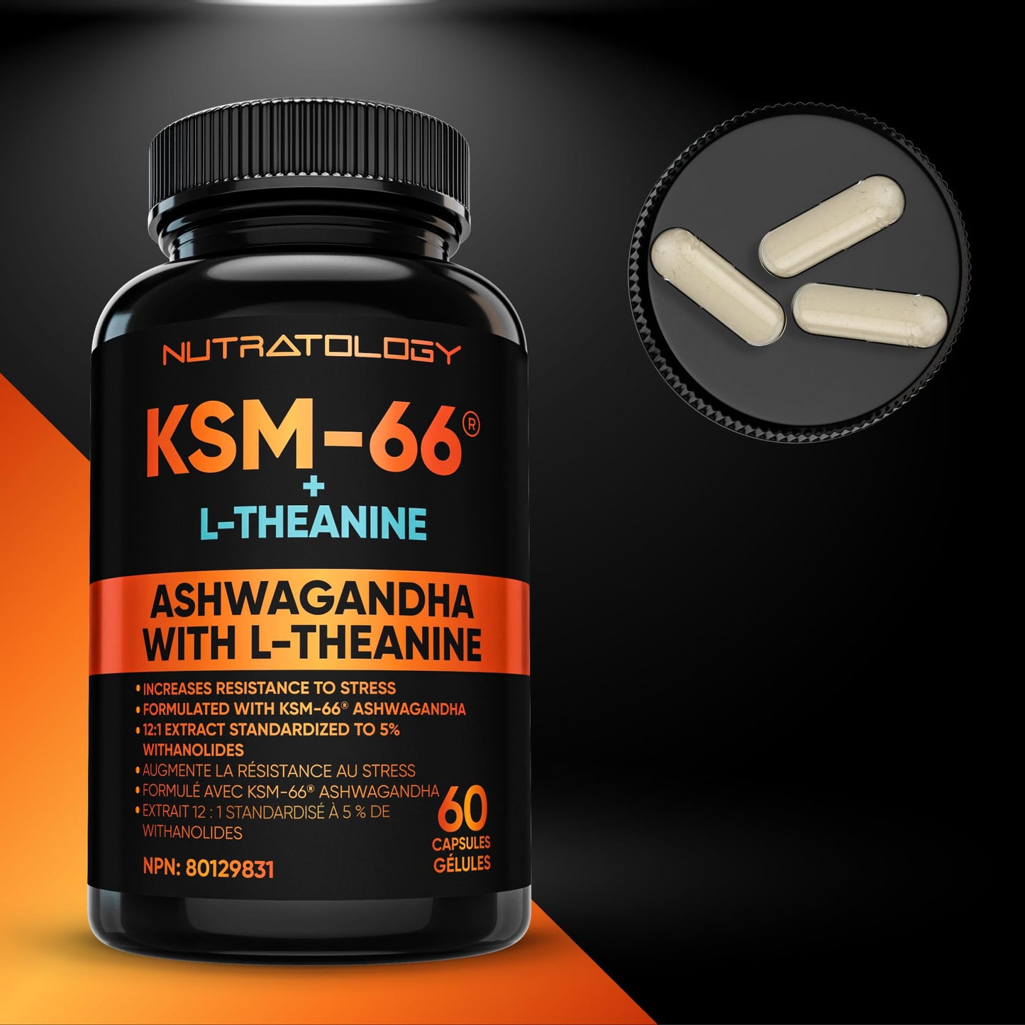 Nutratology® Ashwagandha KSM-66 7200MG + L-Theanine 100MG - Made In Canada | Stress Relief Supplements - Relaxation & Mood Support - Formulated With Bioperine For Enhanced Absorption - 60 Capsules 🍁 All In One Marketplace Canada