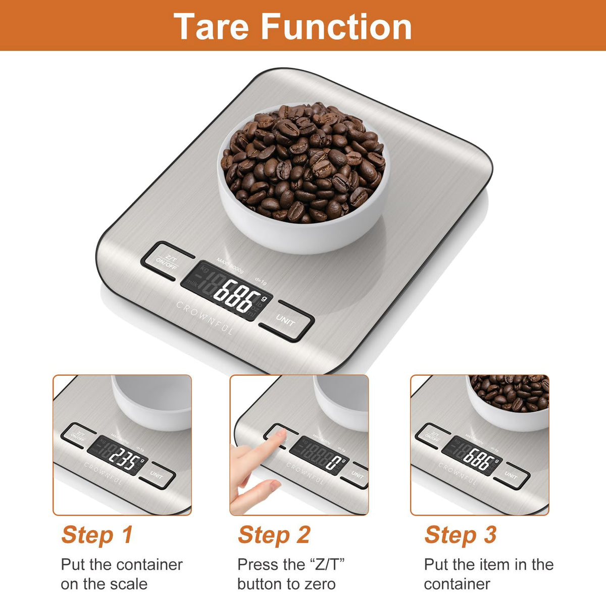 CROWNFUL Food Scale, 11lb Digital Kitchen Scales Weight Ounces and Grams for Cooking and Baking, 6 Units with Tare Function (Battery Included) 🍁 All In One Marketplace Canada