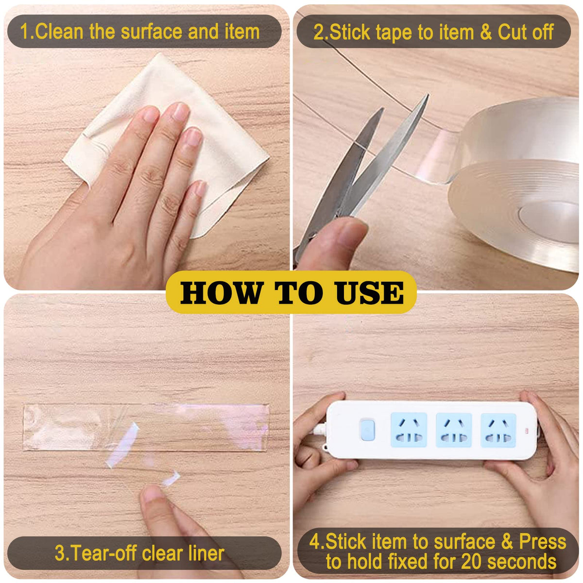 Double Sided Mounting Tape,1.2" x 200",Heavy Duty Removable Nano Adhesive Tape for Walls,Adhesive Strips Strong Sticky Gel Grip Tape,Transparent Poster Tape Wall Tape for Picture Carpet Decoration 🍁 All In One Marketplace Canada