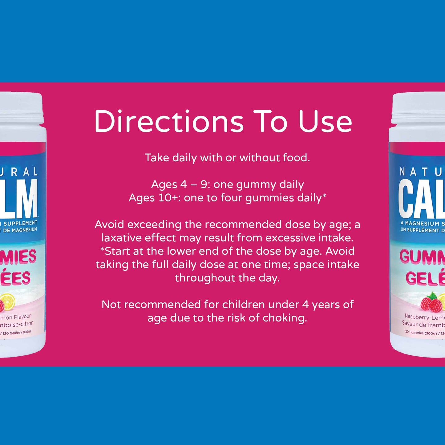 Natural Calm Magnesium Gummies (Raspberry Lemon Flavour), 120 Count - Chewable - Fast Absorbing - Relaxing - Vegan, Gluten-free, Ages 4 and up 🍁 All In One Marketplace Canada