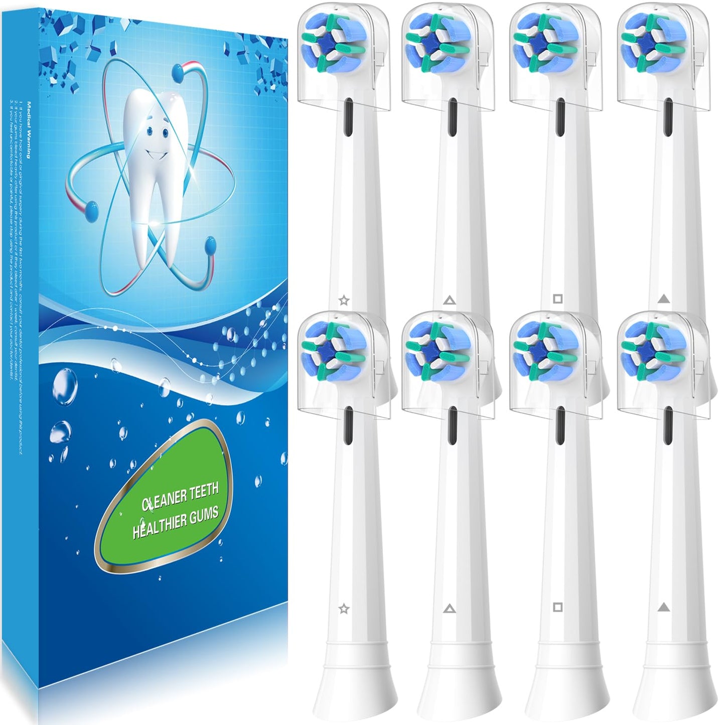 8 Pack Replacement Toothbrush Heads Compatible with Oral B iO, Brush Heads for Oral-B iO 2/3/4/5/6/7/8/9/10/7G Series, with Covers, White 🍁 All In One Marketplace Canada