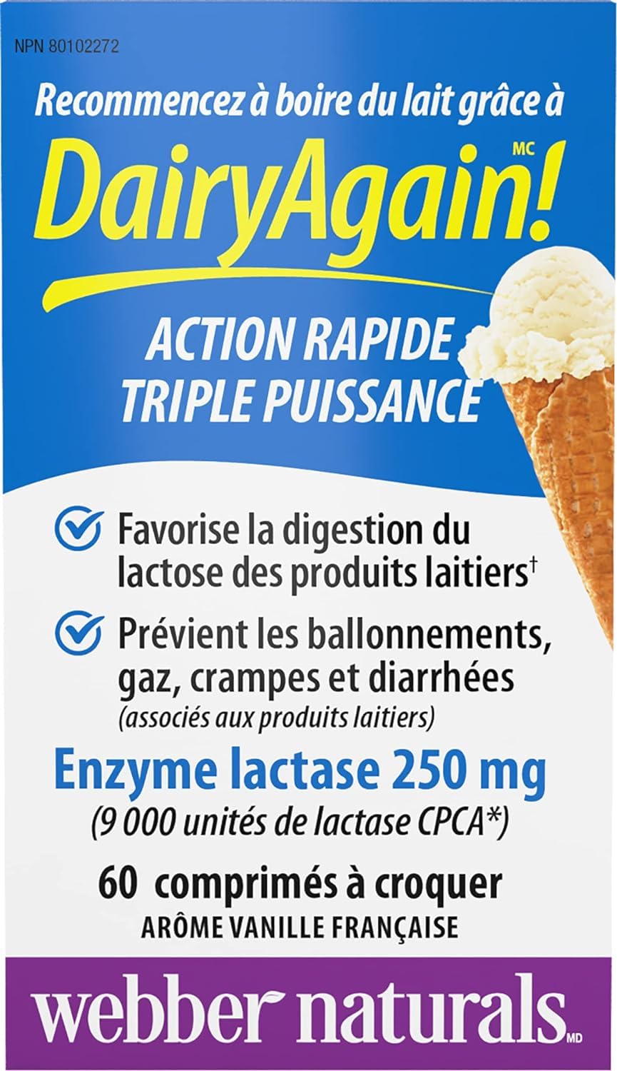 Webber Naturals Dairy Again Lactase Enzyme Chews, 60 Chewable Tablets 🍁 All In One Marketplace Canada