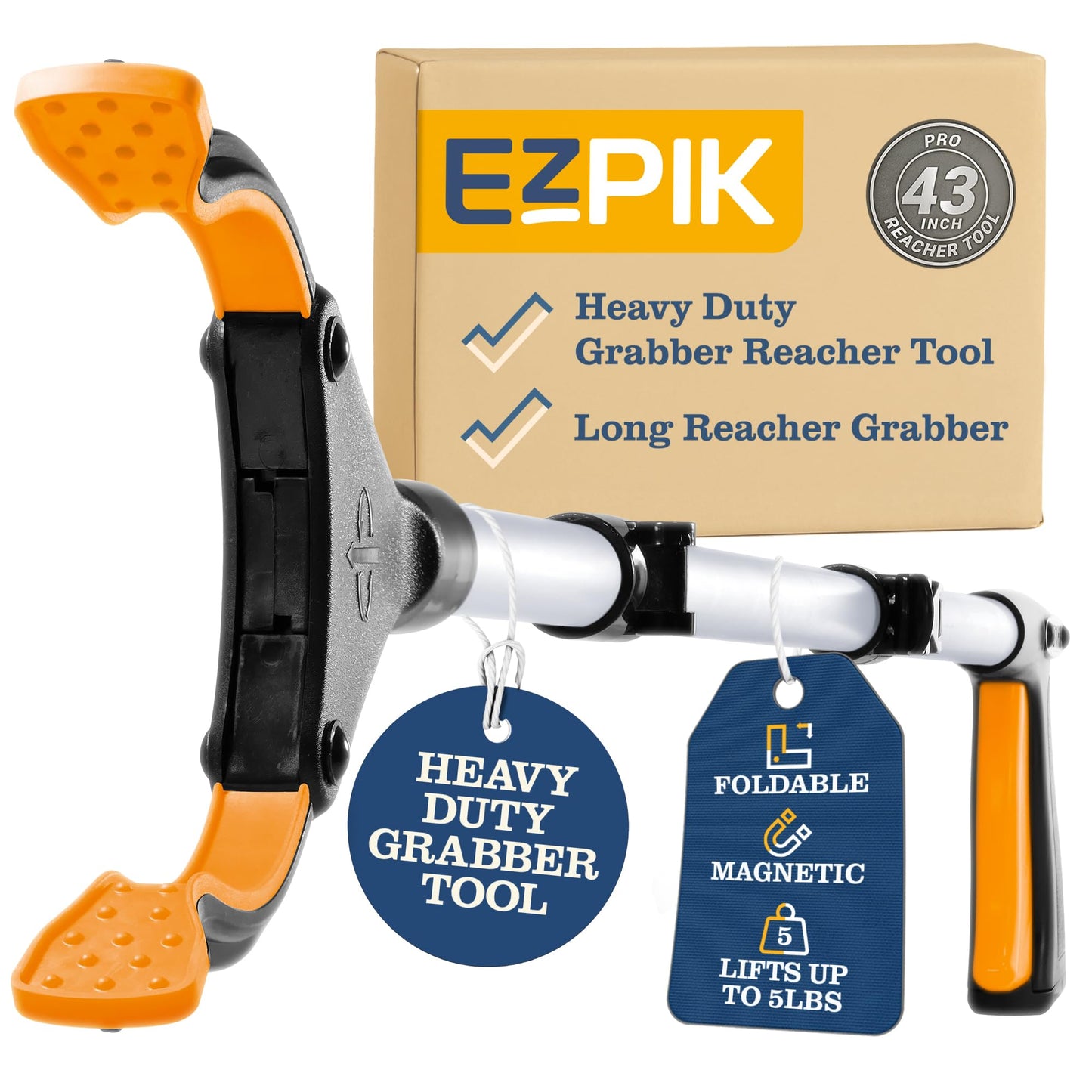 Ezpik 43" Foldable Grabber Reacher Tool for Seniors - Grabbers for Elderly Grab It Reaching Tool Heavy Duty Pickup Trash Picker Upper Tool - Claw Grabber Stick for Reaching Aids (43" (Pack of 1)) 🍁 All In One Marketplace Canada