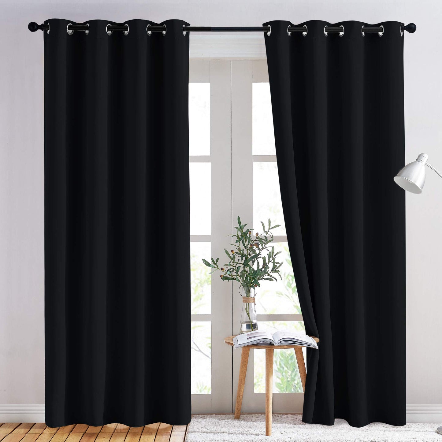NICETOWN Blackout Curtains 2 Panels - Black Out Curtains 84 Inch Long,Insulated Curtains Room Darkening Grommet Curtains for Bedroom Living Room Windows (52 by 84 Inches,Black,Set of 2) 🍁 All In One Marketplace Canada
