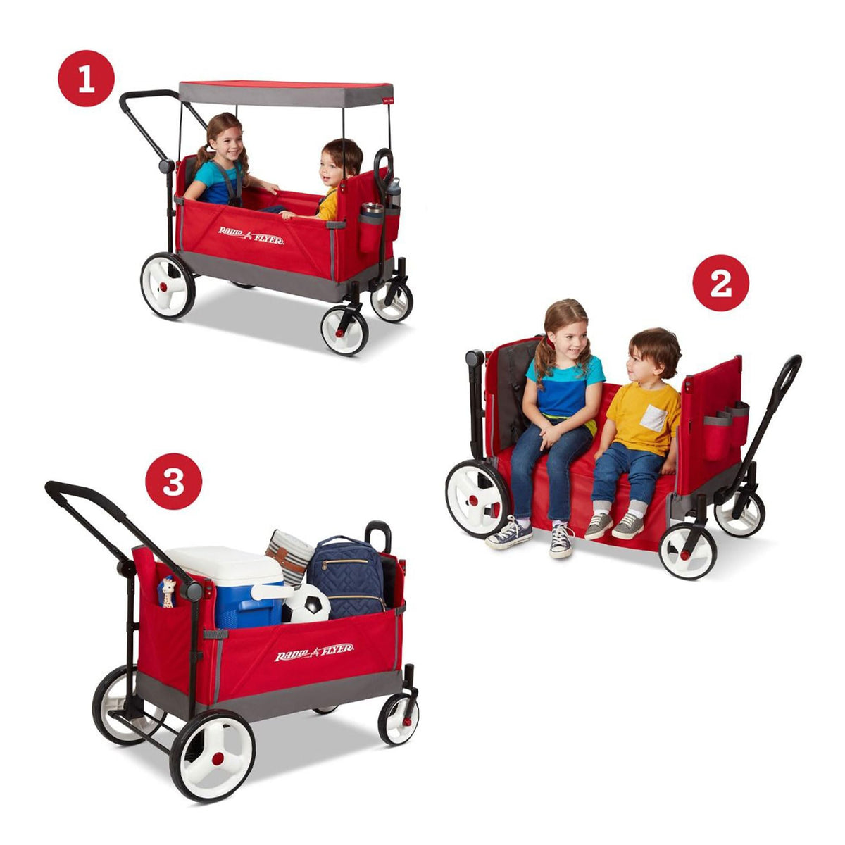 Radio Flyer Wagon for Kids, Baby Stroller, Outside Toys for Toddlers 1-3, Rolling Cart, Beach Cart with Wheels, Convertible Stroller Wagon for Kids Ages 1+ Years, Red 🍁 All In One Marketplace Canada