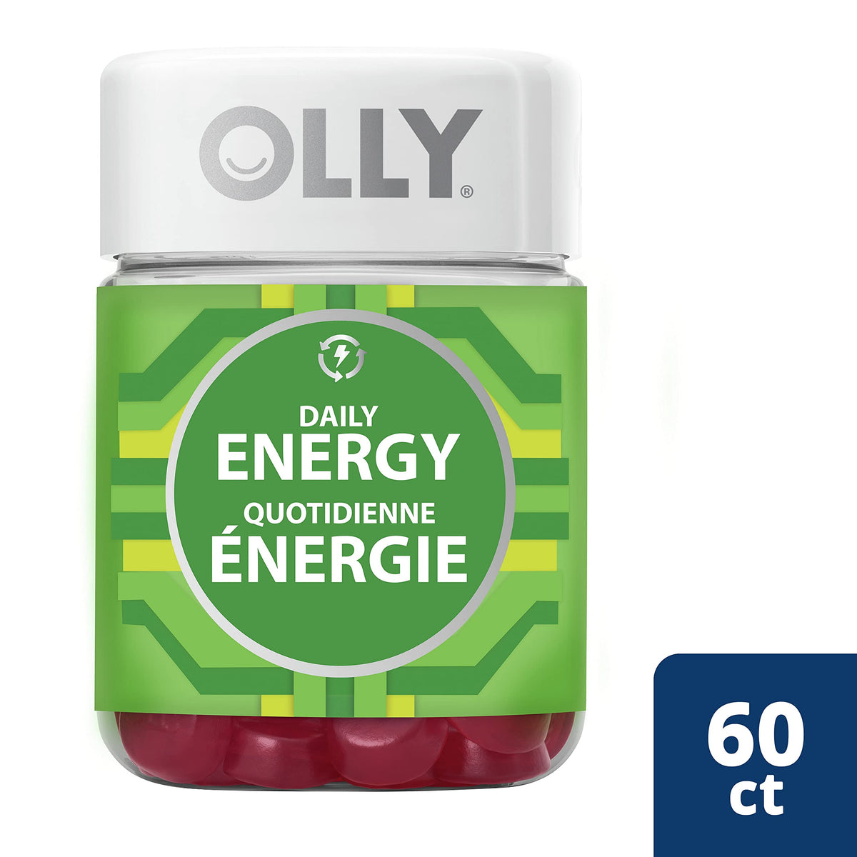 OLLY Daily Energy Gummy Supplement 100% caffeine-free energy vitamins Tropical Passion blend of vitamin B12, CoQ10 & Goji Berry 30 day supply 60 gummies 🍁 All In One Marketplace Canada