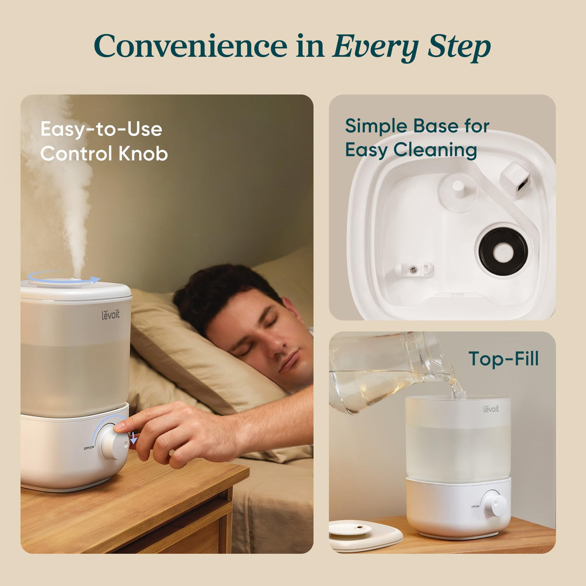 Levoit Humidifiers for Bedroom, Top Fill Cool Mist Air Humidifier for Baby Nursery, Plants, Ultrasonic, Auto Shut-off, BPA Free, Quiet, Knob Control, 360° Nozzle 🍁 All In One Marketplace Canada