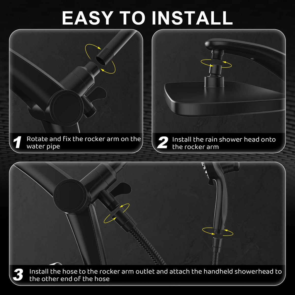 Rain Shower Head, Dual Shower Heads, Adjustable Integrated Bracket with Built-in Magnetic Base and Powerful Water Spray, with Handheld high-Pressure Spray Combination (Black). 🍁 All In One Marketplace Canada