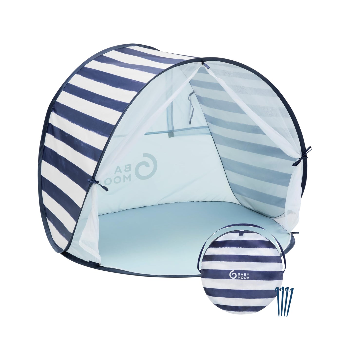 Babymoov Anti-UV Baby & Toddler Beach Tent, Pop-Up Sun Shade Shelter with UPF 50+ Protection, Portable Outdoor Canopy, Ventilated Shade, Floor Mat & Carry Bag, Marine 🍁 All In One Marketplace Canada