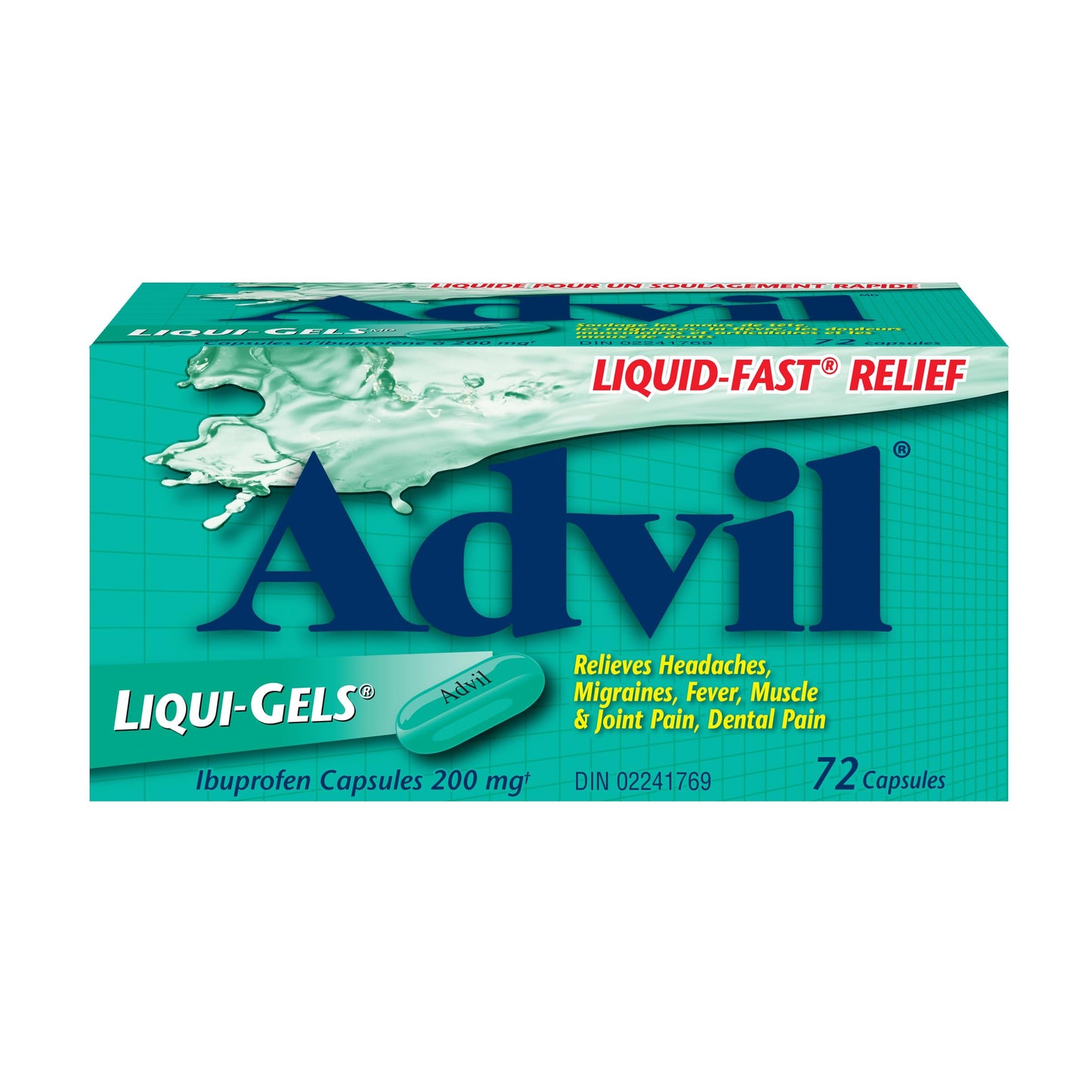 Advil Regular Strength Ibuprofen Pain Relief Liquid-Gels, Fast Acting Pain Relief for Migraine, Arthritis, Back, Neck, Joint, and Muscle Relief, 200mg (72 Count) 🍁 All In One Marketplace Canada