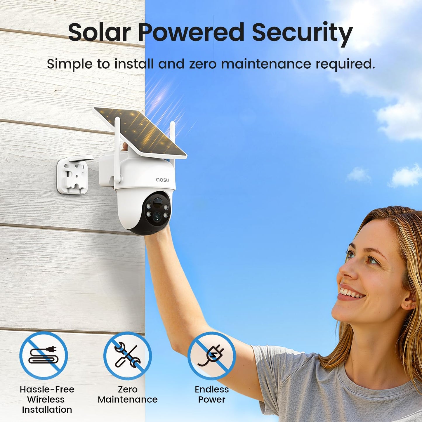 AOSU Security Cameras Outdoor Wireless, 2 Cam-Kit, No Subscription Required, Solar-Powered, Home Security Cameras System with 360° Pan & Tilt, Auto Tracking, 2K Color Night Vision, Easy Setup 🍁 All In One Marketplace Canada