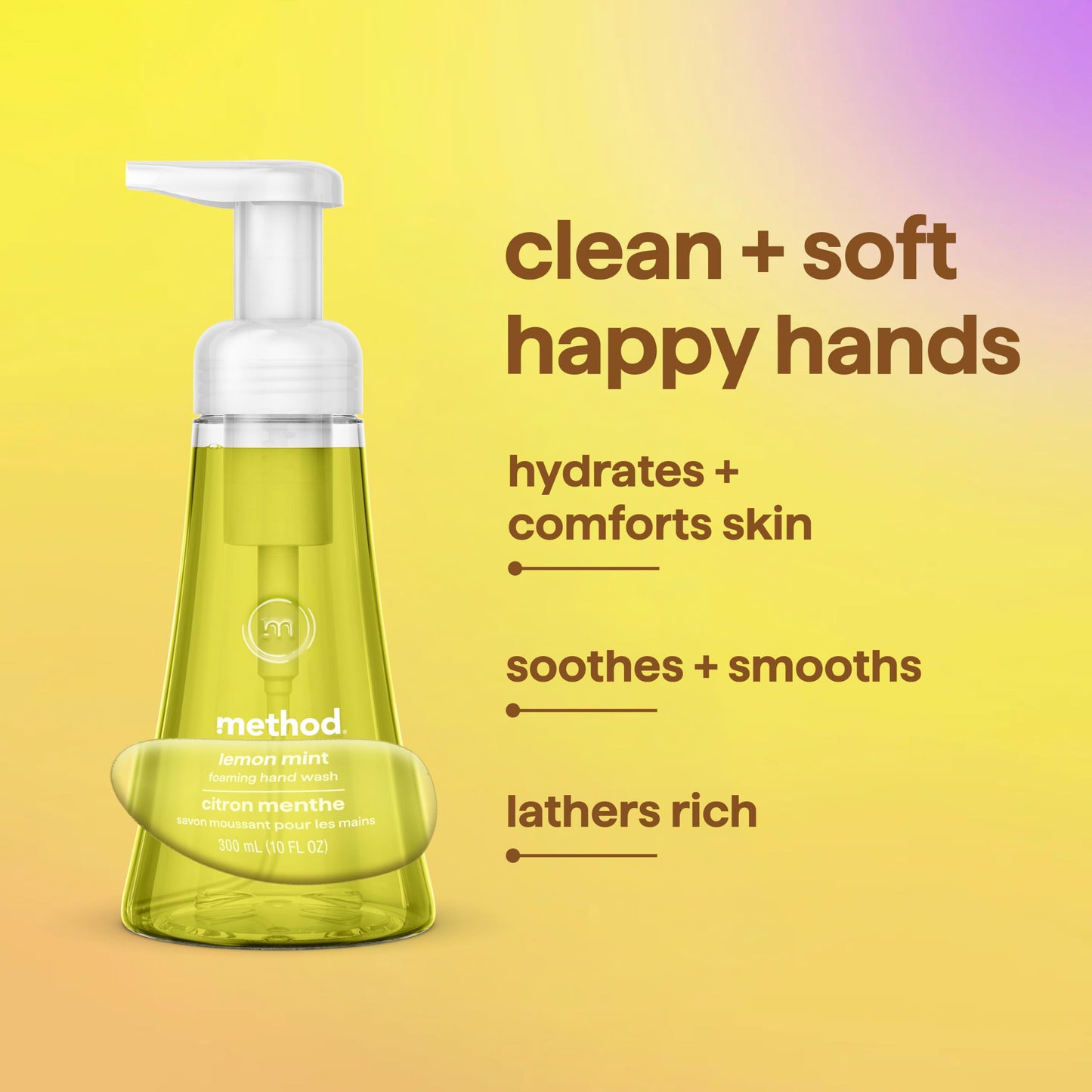 Method Foaming Hand Soap, Biodegradable Formula with Foaming Soap Dispenser Made of 100% Recycled Plastic, Lemon Mint Scent, 300 ml Soap Pump Bottles, 6 Pack 🍁 All In One Marketplace Canada
