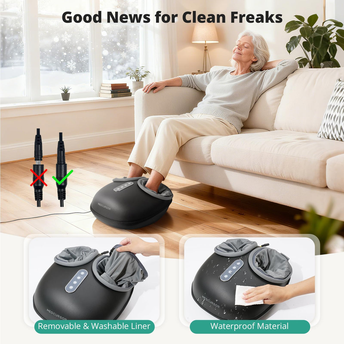 Medcursor Electric Shiatsu Foot Massager Machine with Soothing Heat, Deep Kneading for Foot Pain and Circulation, Multi-Level Settings & Air Compression, for Home or Office Use 🍁 All In One Marketplace Canada