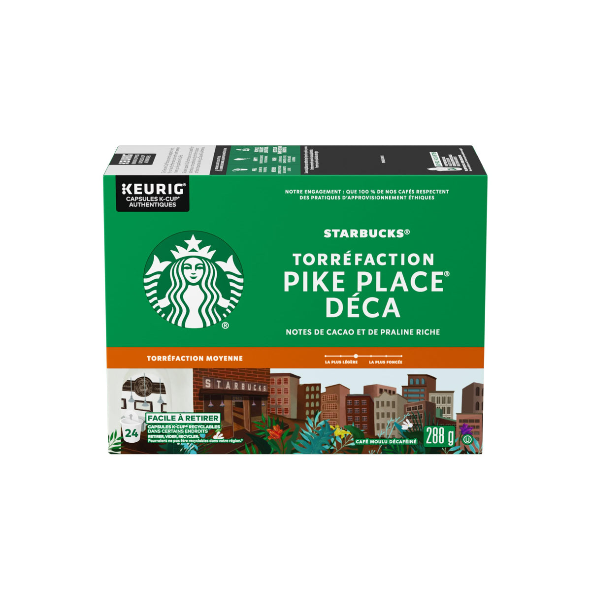 STARBUCKS Pike Place Decaf Roast Medium Roast Ground Coffee K-Cup Pods Box, 288 g 🍁 All In One Marketplace Canada