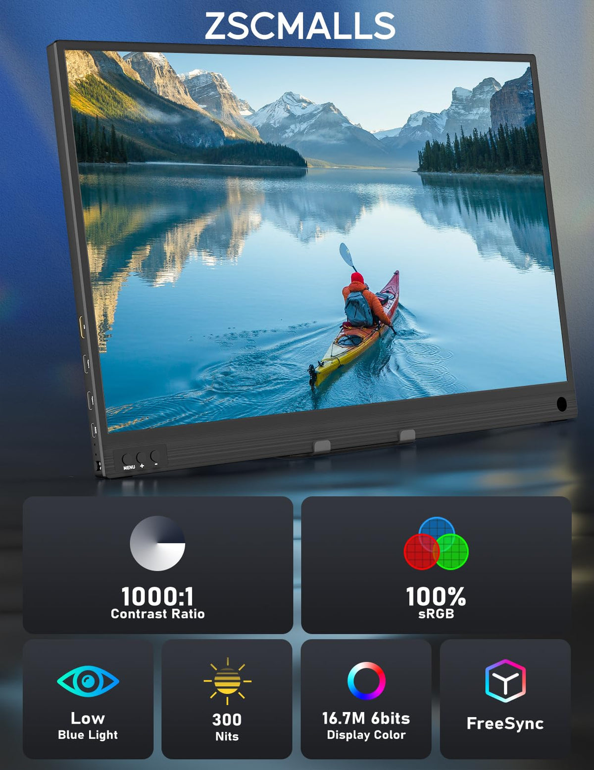 ZSCMALLS Portable Monitor, 15.6" 1080P FHD Laptop Monitor USB-C HDMI Computer Display IPS Second Screen, Laptop Extended Monitor for PC Phone Mac Xbox PS4/5 Switch 🍁 All In One Marketplace Canada