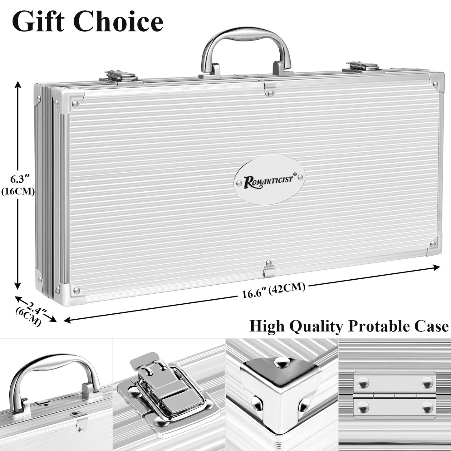 ROMANTICIST 25pcs Extra Thick BBQ Grill Accessories, Father's Day Grilling Gifts Set for Men Dad, Heavy Duty Grill Tools Utensils Kit with Spatula, Tongs in Aluminum Case for Birthday Brown 🍁 All In One Marketplace Canada