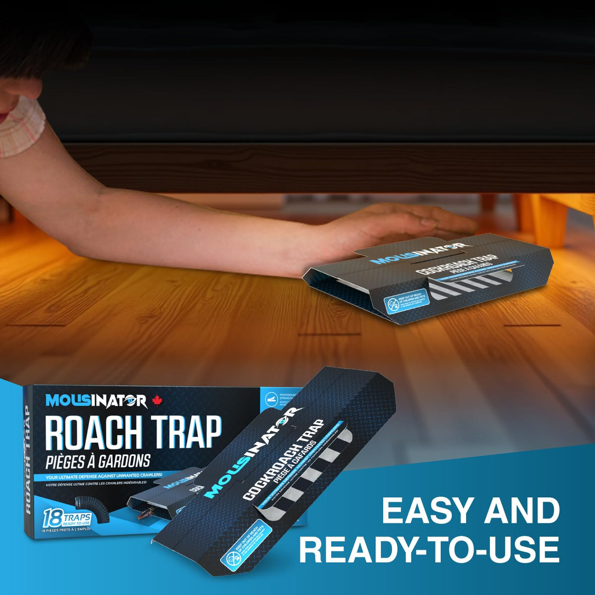 MOUSINATOR Cockroach Traps, 18-Pack, Larger and Multi-Entry Design with Extra-Strong Adhesive, Sticky Glue Cockroach Trap for Indoor Use, Family-Safe, Easy and Ready-to-Use 🍁 All In One Marketplace Canada