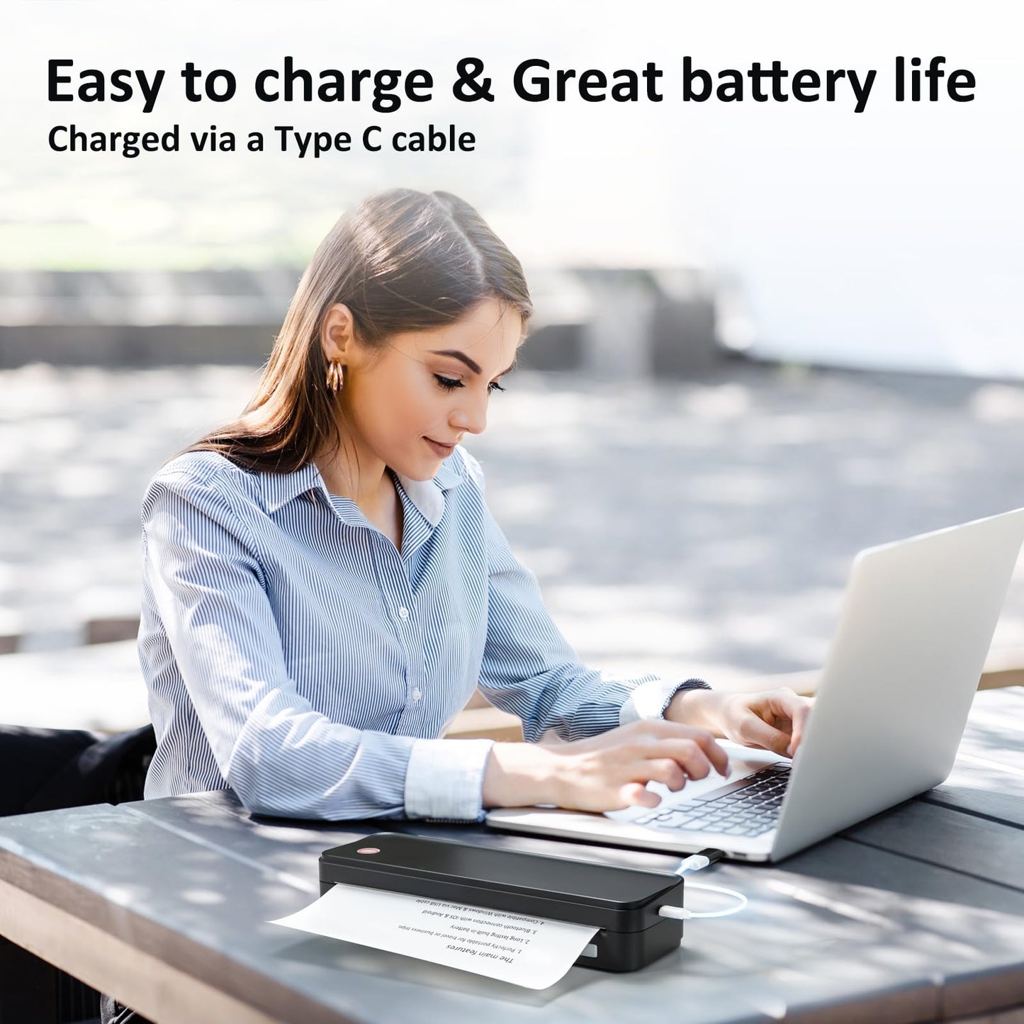 Gloryang Inkless Portable Printer for Travel, Wireless Thermal Printer Supports 8.5 x 11 Inch & A4 Size, Bluetooth Printer Includes Carry Case and 3 Rolls of Thermal Paper Kit, Black 🍁 All In One Marketplace Canada