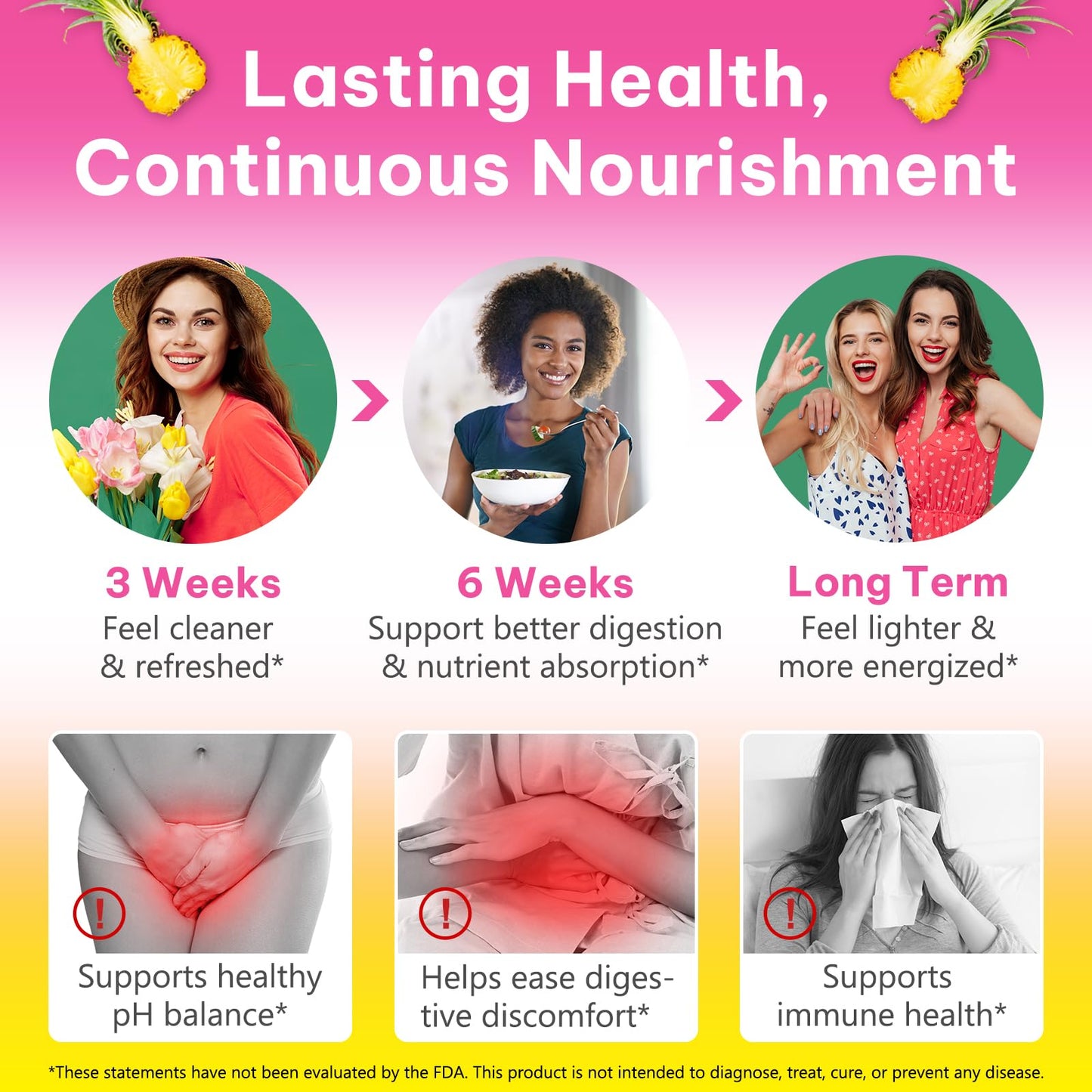 Probiotics Gummies for Women Wellness, Pineapple Flavor, 60 Gummies (1 Pack) 🍁 All In One Marketplace Canada