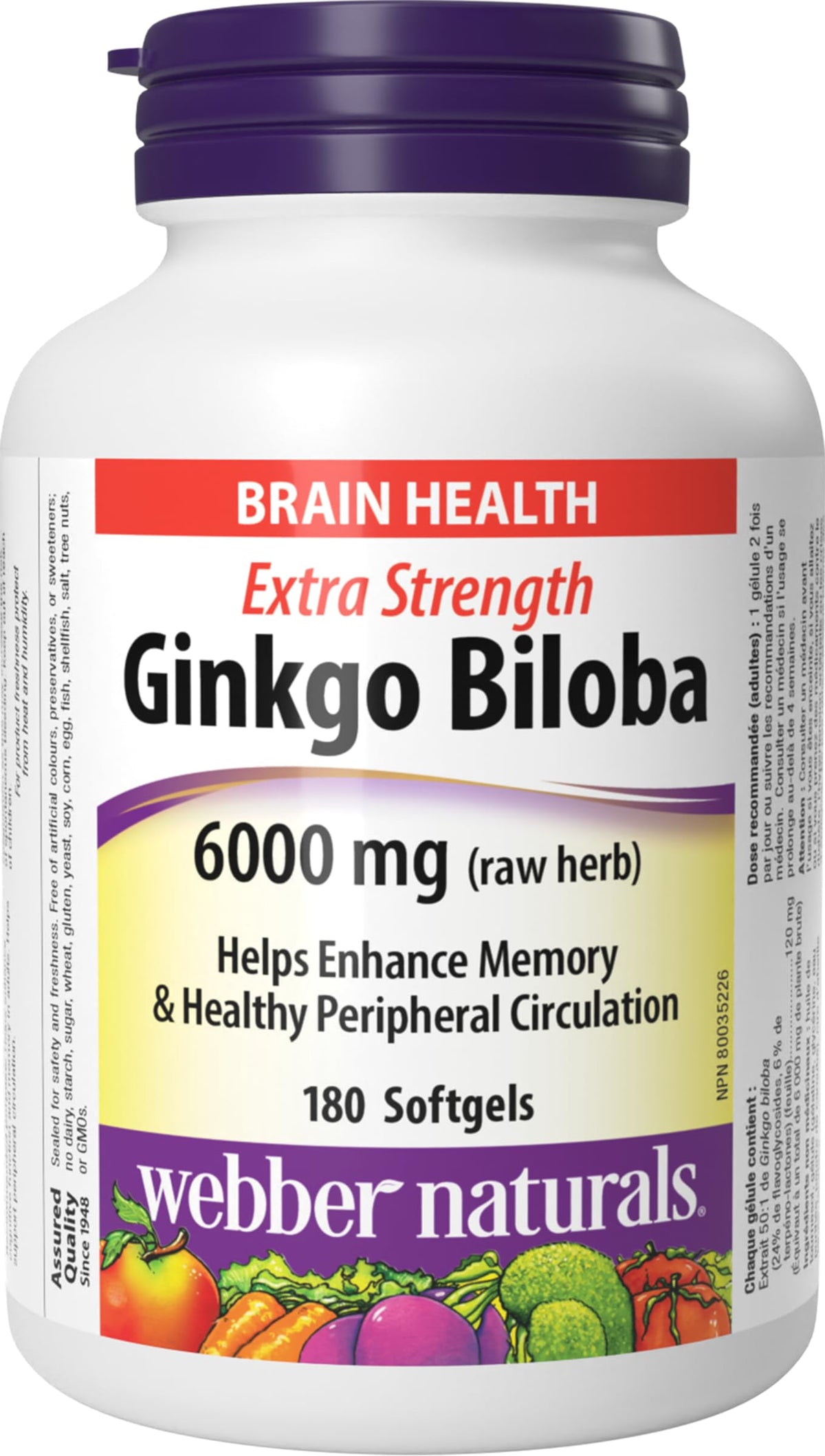 Webber Naturals Ginkgo Biloba 6000 mg, 180 Softgels, Helps Enhance Cognitive Function and Memory 🍁 All In One Marketplace Canada