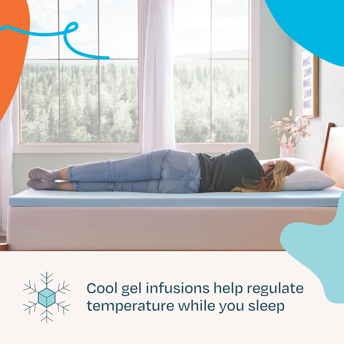 Linenspa 2 Inch Memory Foam Mattress Topper, Gel Infused RV Queen Mattress Topper, CertiPUR-US Certified Blue 🍁 All In One Marketplace Canada