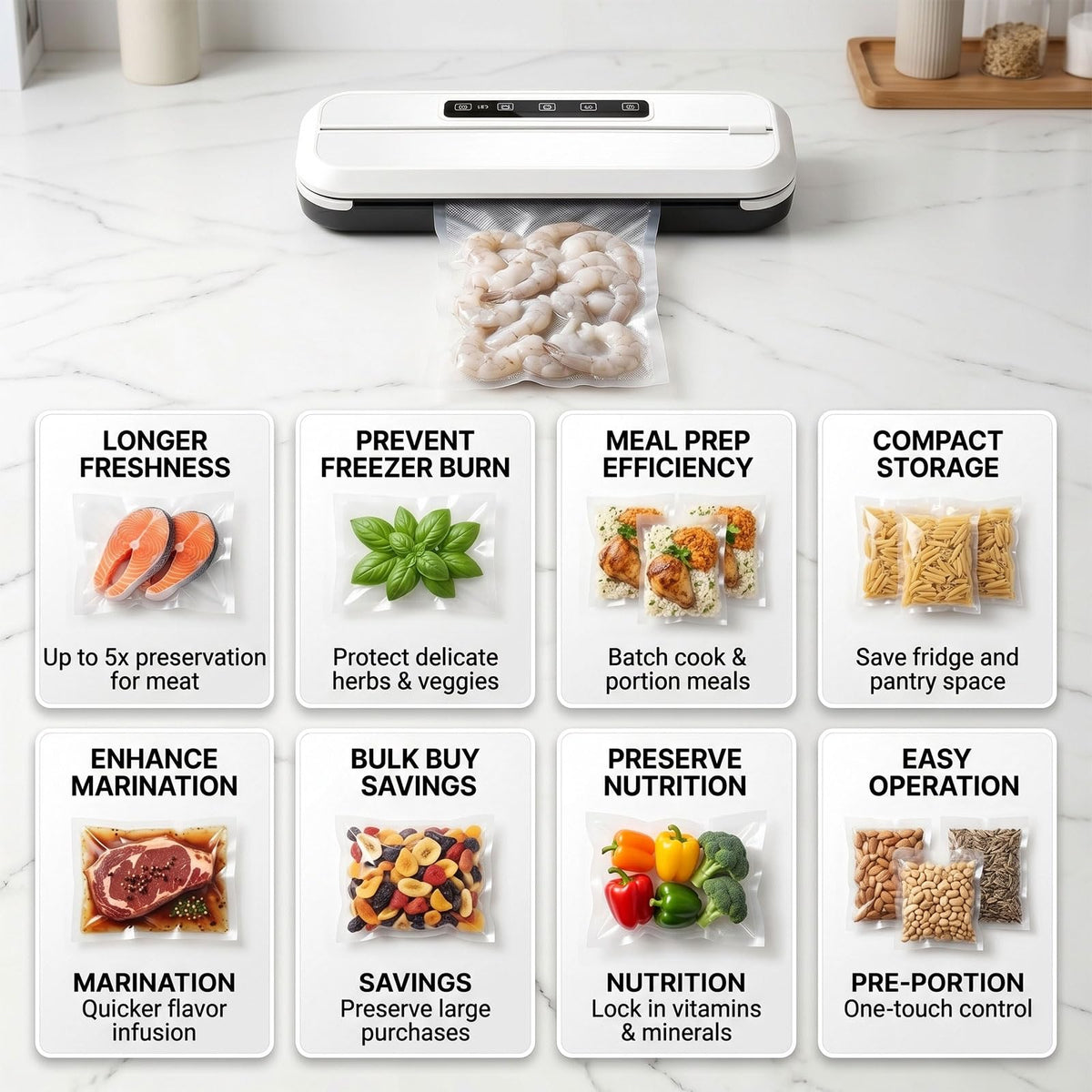 300 Count Vacuum Sealer Bags - Food Saver Bag (8x12,7x10,6x8) Precut Quart for Vacuum Seal, Meal Prep,Sous Vide, BPA Free, Heavy Duty, Commercial Grade Freezer Bags 🍁 All In One Marketplace Canada