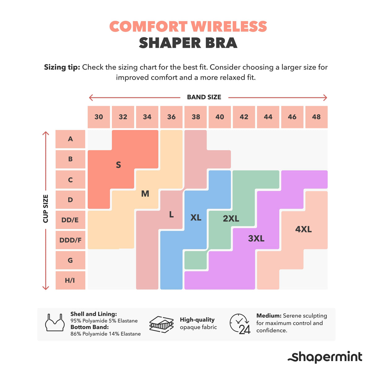 SHAPERMINT Wireless Bras for Women - Full Support Seamless Bralette, Compression Sports Bra, Plus Size Minimizer Bras, Padded Wirefree Bra for Women Black 🍁 All In One Marketplace Canada