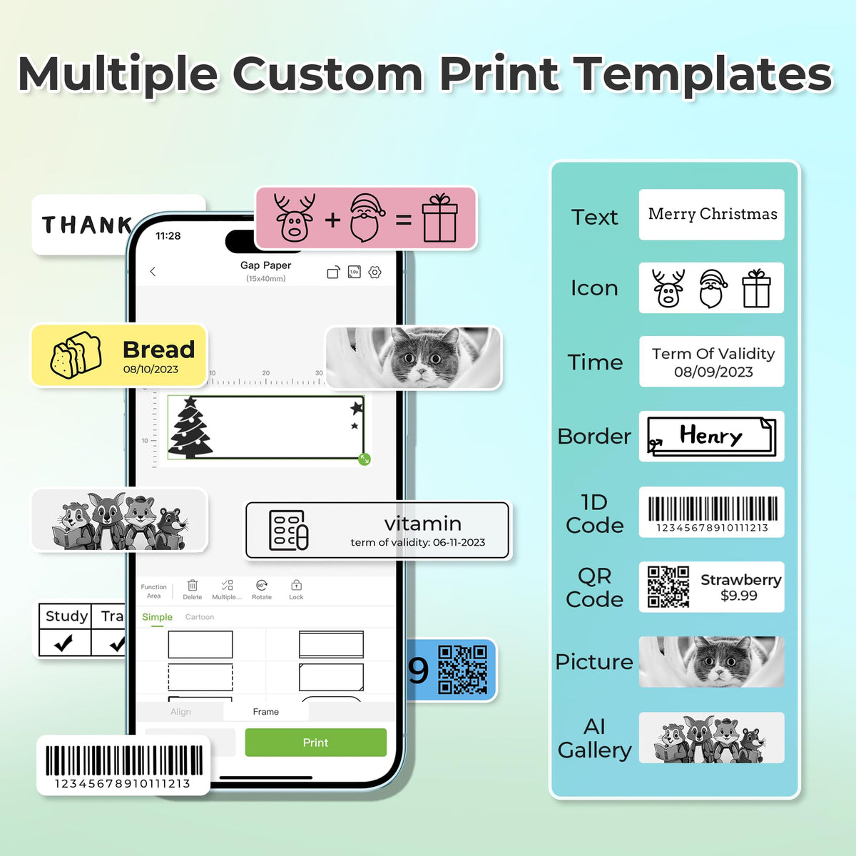 Label Maker Machine with Tape, P21 Portable Bluetooth Label Printer, Wireless Built-in Cutter Sticker Maker Mini Label Makers with Multiple Templates for Organizing Storage Office Home, Black 🍁 All In One Marketplace Canada