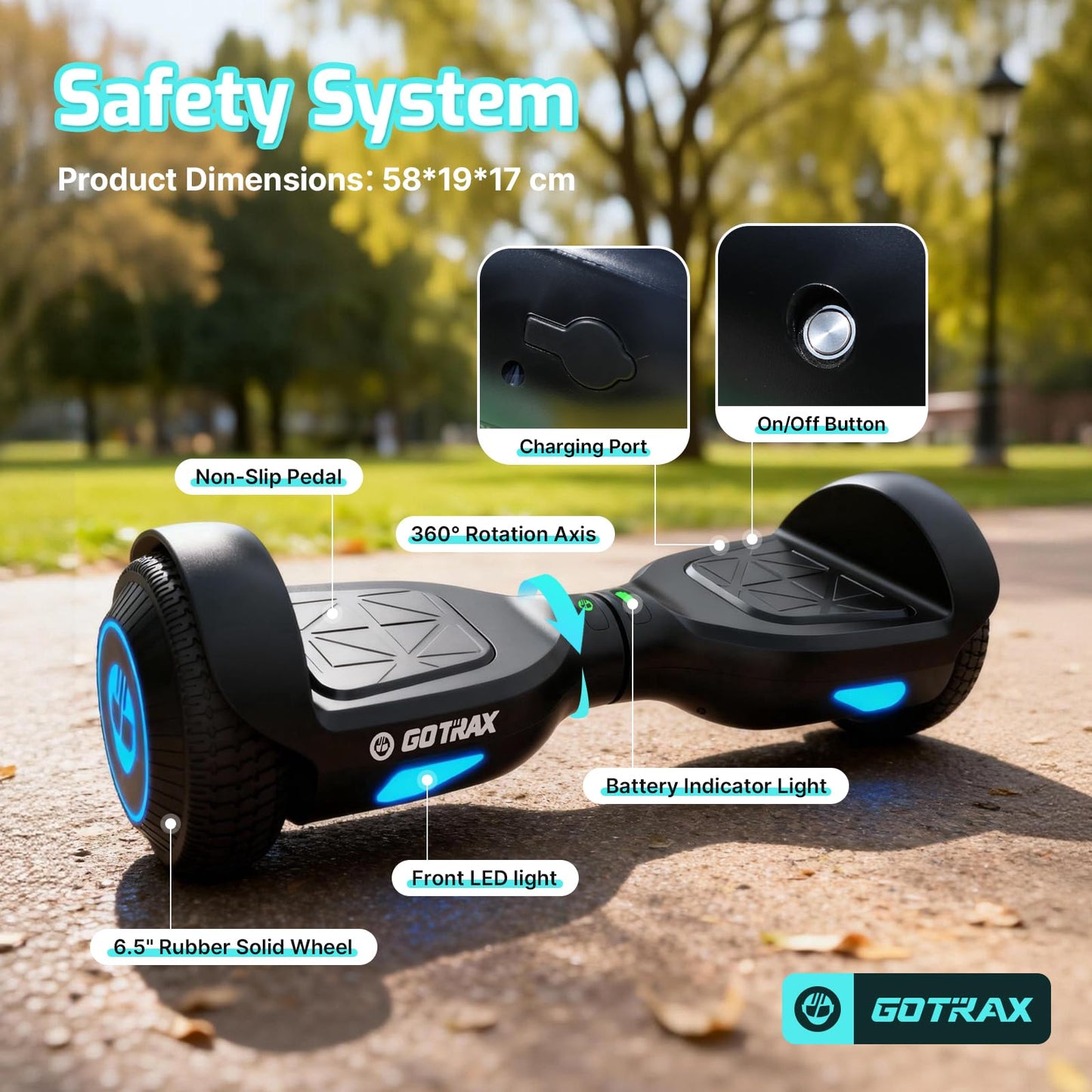 Gotrax Edge Hoverboard with 6.5" LED Wheels, 6.4km Self Balancing Scooter 🍁 All In One Marketplace Canada