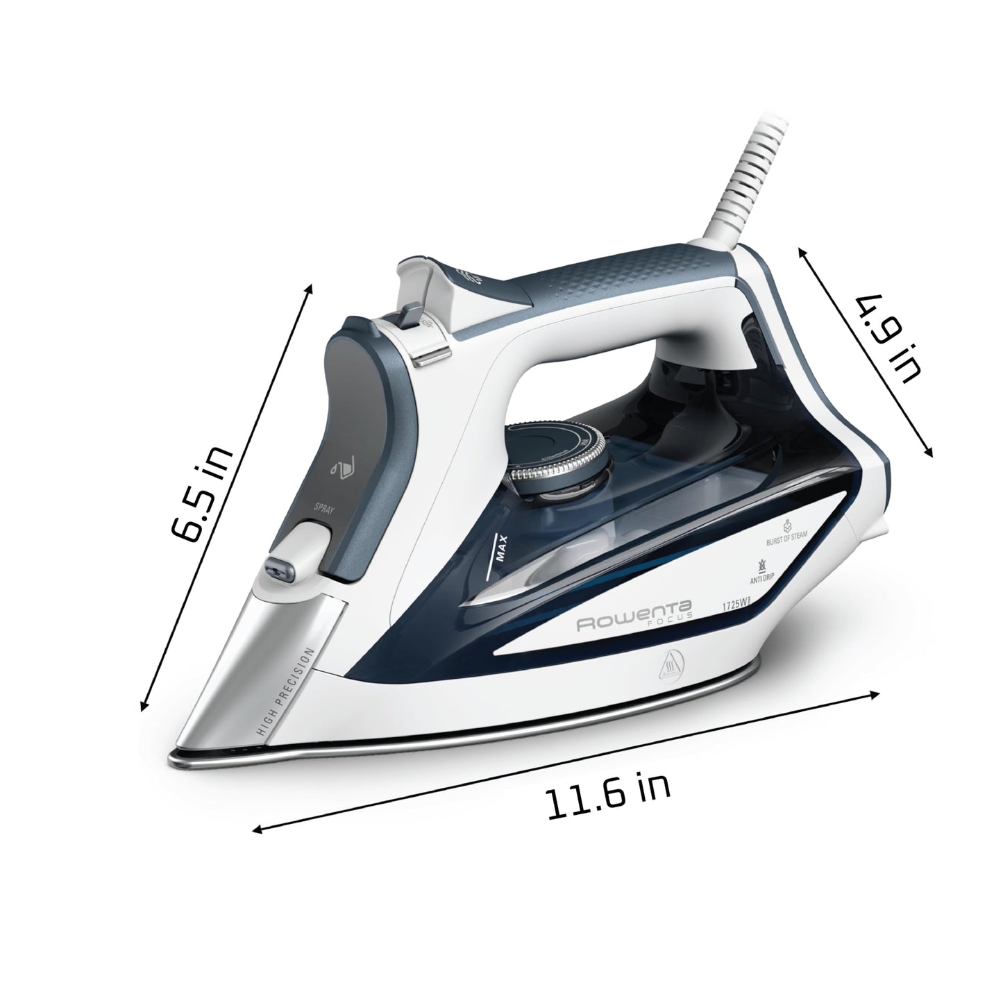 Rowenta Focus Excel Steam Iron for Clothes, Anti-Drip Protection, Iron Steamer for Clothes, 1725 Watts, DW5280, Grey 🍁 All In One Marketplace Canada