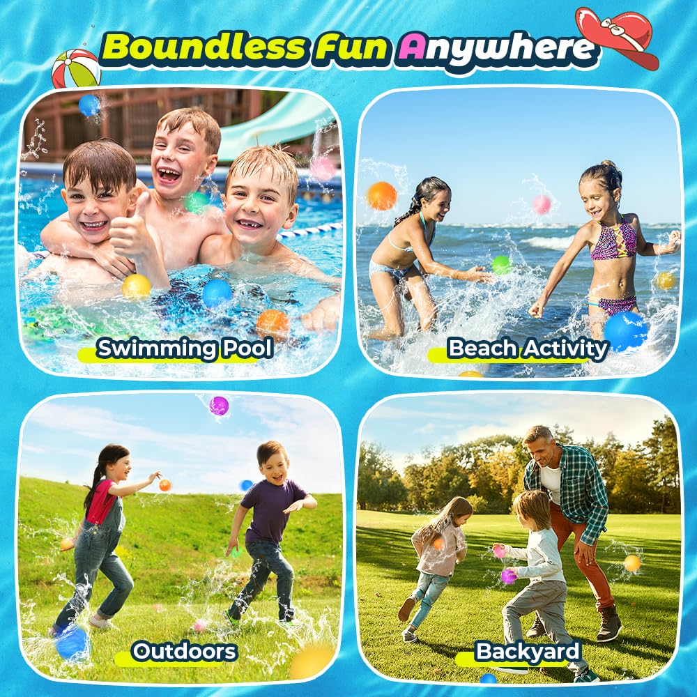 12Pcs Reusable Water Balloons, Pool Beach Water Toys for Boys and Girls, Outdoor Summer Toys for Kids Ages 3-12, Magnetic Water Ball for Outdoor Activities 🍁 All In One Marketplace Canada
