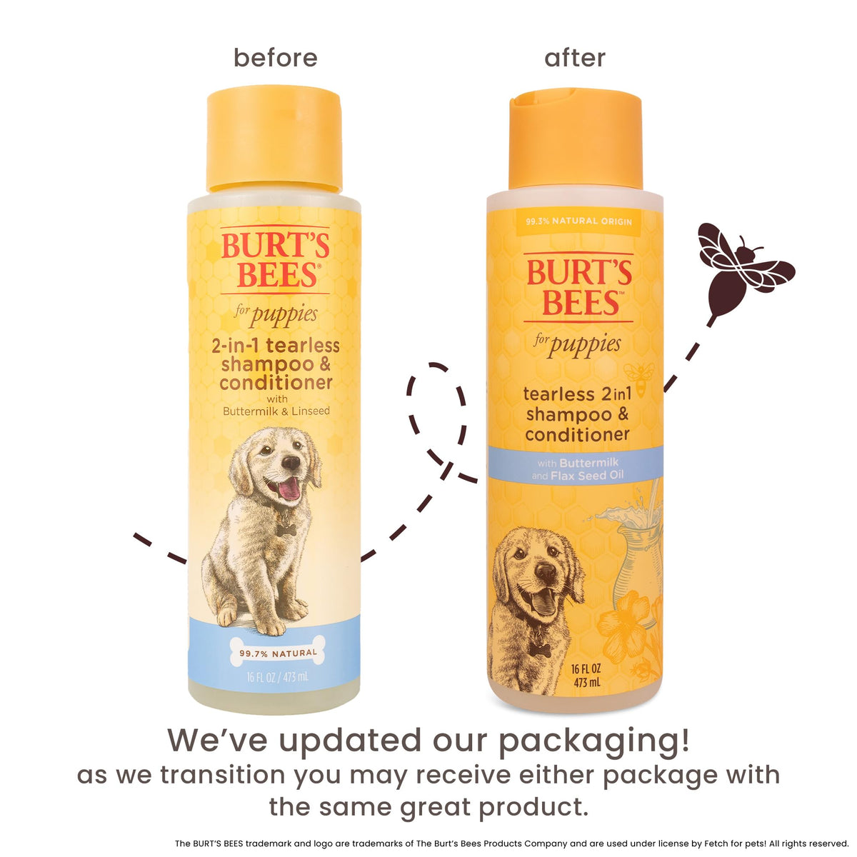 Burt's Bees for Puppies Natural Tearless 2 in 1 Shampoo and Conditioner | Made with Buttermilk and Linseed Oil | Best Tearless Puppy Shampoo for Gentle Skin and Coat | Made in USA, 16 Oz 🍁 All In One Marketplace Canada