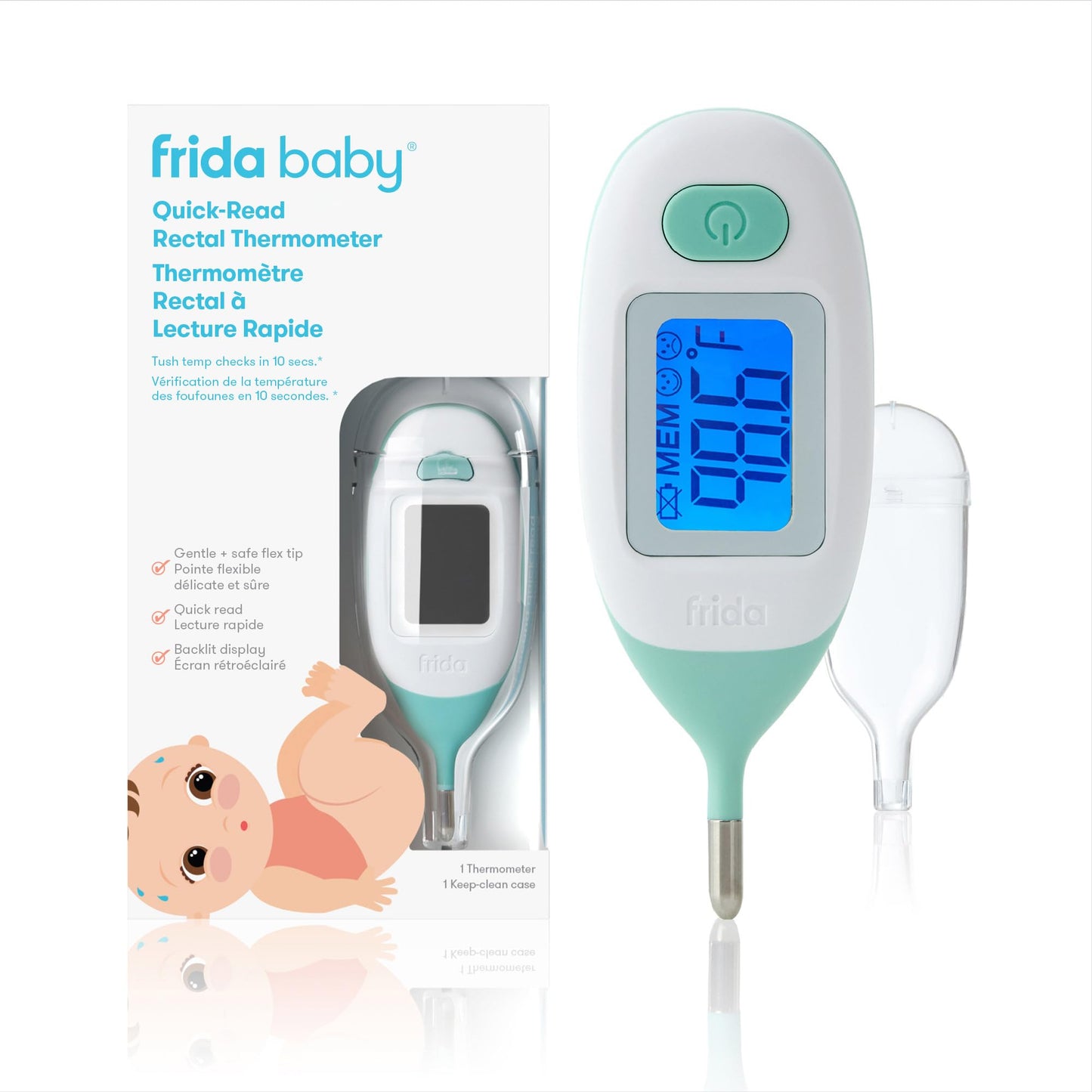Frida Baby Rectal Thermometer for Babies, Digital Fever Thermometer for Babies, Newborns & Infants, Quick & Accurate Temperature Check, Water Resistant, Clear Case, Memory Holds Last 10 Readings 🍁 All In One Marketplace Canada