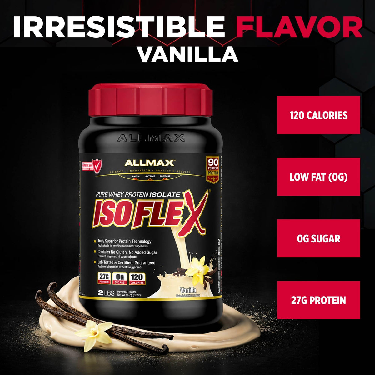 ALLMAX ISOFLEX Whey Protein Isolate, Vanilla, 2 lb 🍁 All In One Marketplace Canada