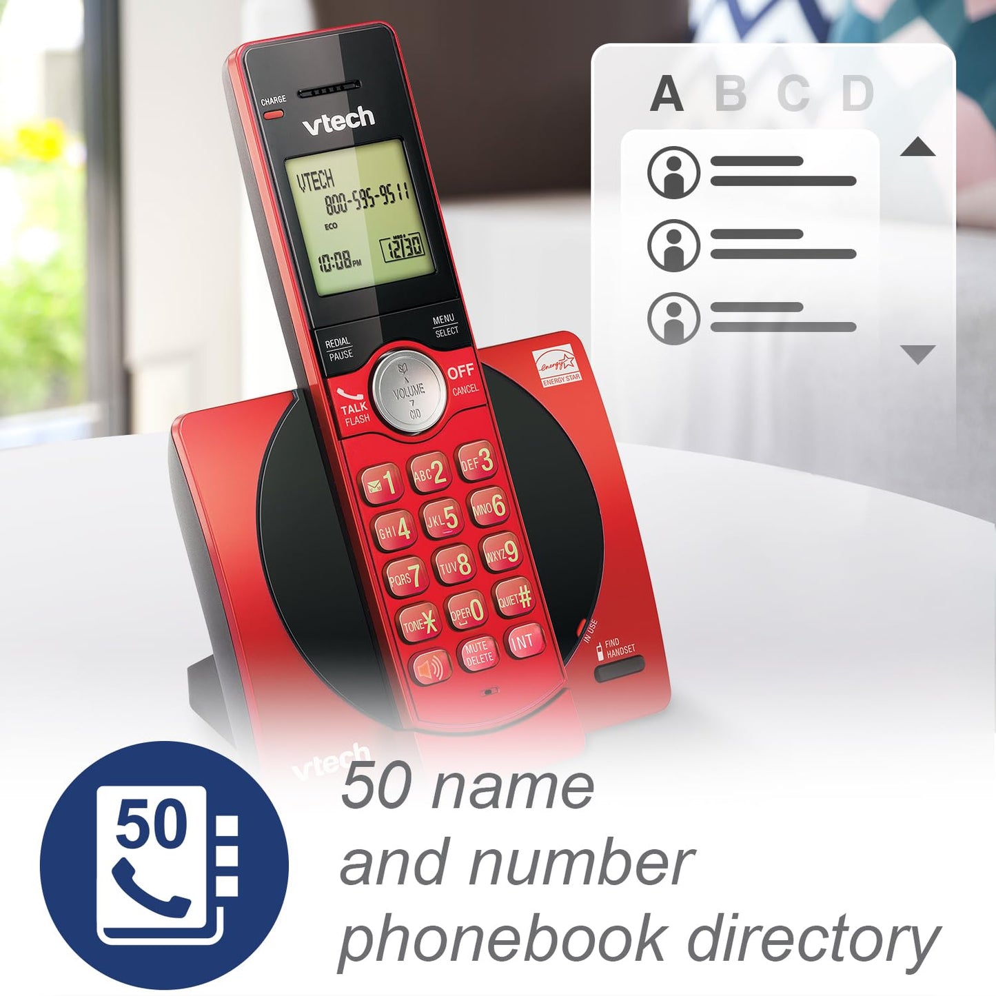 VTech DECT 6.0 Single Handset Cordless Phone with CID, Backlit Keypad and Screen, Full Duplex Handset Speakerphone, and Call Block Red 🍁 All In One Marketplace Canada