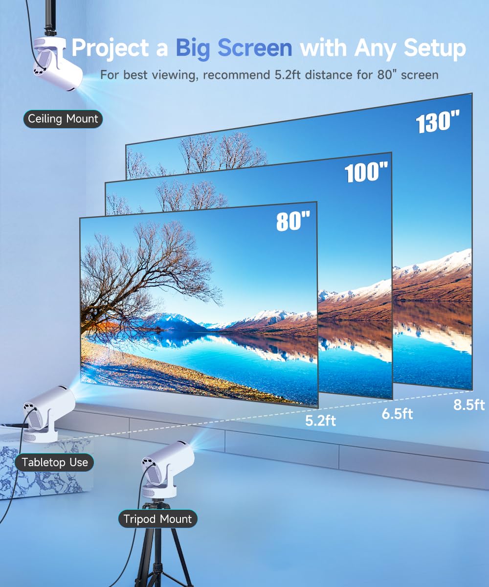 Magcubic Projector 4K with WiFi and Bluetooth, Mini Portable Projecteur with Auto Keystone, Outdoor Movie for Bedroom,200 ANSI,180 Degree Rotation,Built-in Apps (Manual Focus & HY300PRO+) 🍁 All In One Marketplace Canada