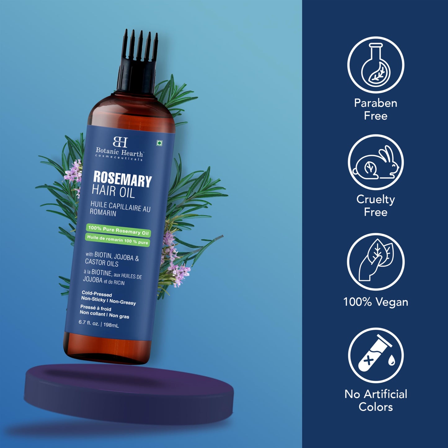 Botanic Hearth Rosemary Oil for Hair & Scalp with Biotin, Jojoba & Castor Oils, 100% Pure Hair Growth Oil, Strengthening Treatment, 6.7 fl oz (Pack of 2) 🍁 All In One Marketplace Canada