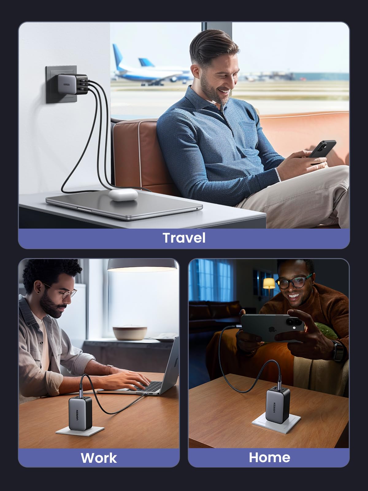 UGREEN Nexode 65W USB C Charger, 3 Port GaN Charger Foldable Tablet Charger Block Compatible with iPhone 17 Pro Max/17 Pro/iPhone Air/17, Tablet, iPad, MacBook Pro/Air, Galaxy S26 S25, Pixel 10 🍁 All In One Marketplace Canada