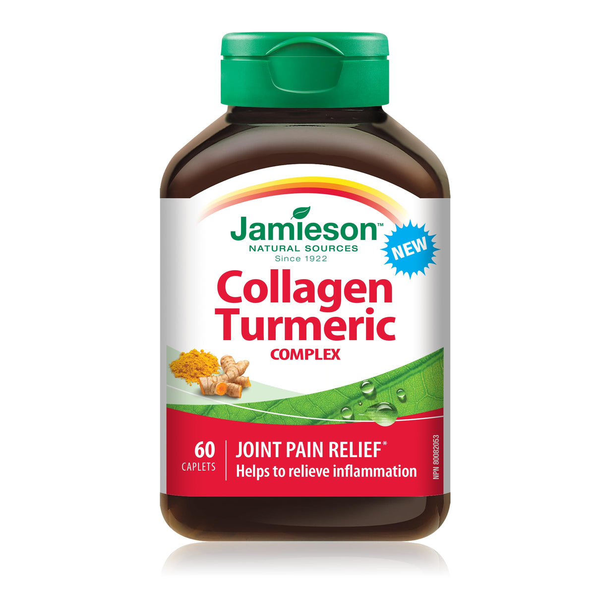 Jamieson Collagen Turmeric Complex, with 600 mg Collagen, Anti-inflammatory, Provides Joint Pain Relief and Digestive Support. Gluten-Free, No Artificial Colours, Flavours, or Preservatives, 60 Caplets, Proudly Canadian 🍁 All In One Marketplace Canada