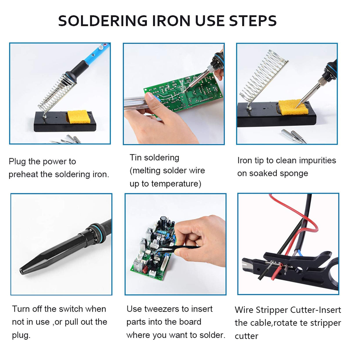HANDSKIT Soldering Iron Kit, 60W Adjustable Temperature Welding Tool, 5pcs Soldering Iron Tip, Soldering Iron Stand, Desoldering Pump, Tweezers, Solder Wire, Carry Bag 🍁 All In One Marketplace Canada