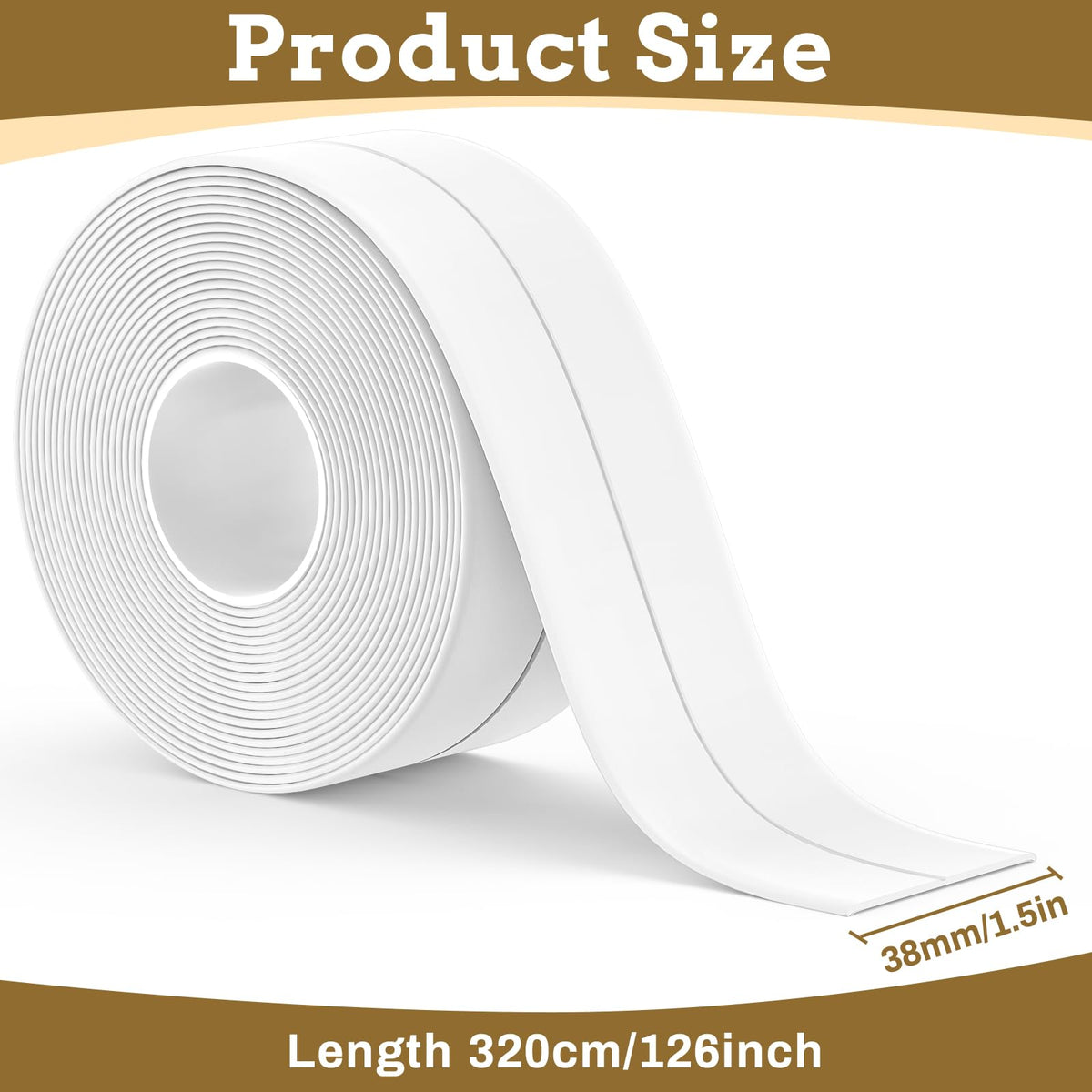 2 Rolls Caulking Tape Waterproof Self Adhesive, Kitchen & Bath Seal Caulk Strip, Self Adhesive Caulk Tape Sealant Strip for Toilet Base, Bathtub Countertop, Wall Floor, with Sealing Tool (126 X 1.5In) 🍁 All In One Marketplace Canada