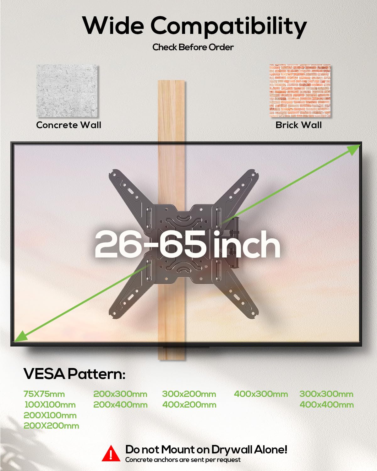 USX MOUNT Full Motion TV Wall Mount for 26-65 Inch TVs up to 77Lbs, Wall Mount TV Bracket, Single Stud Articulating TV Mount, Smooth Swivel Extension, Max VESA 400x400 mm, XMM919 🍁 All In One Marketplace Canada