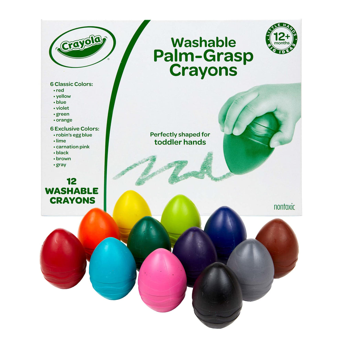 Crayola Egg Crayons (12ct), Jumbo Washable Crayons, Toddlers Crayons, Art Supplies for Kids 12 Months & Up 🍁 All In One Marketplace Canada