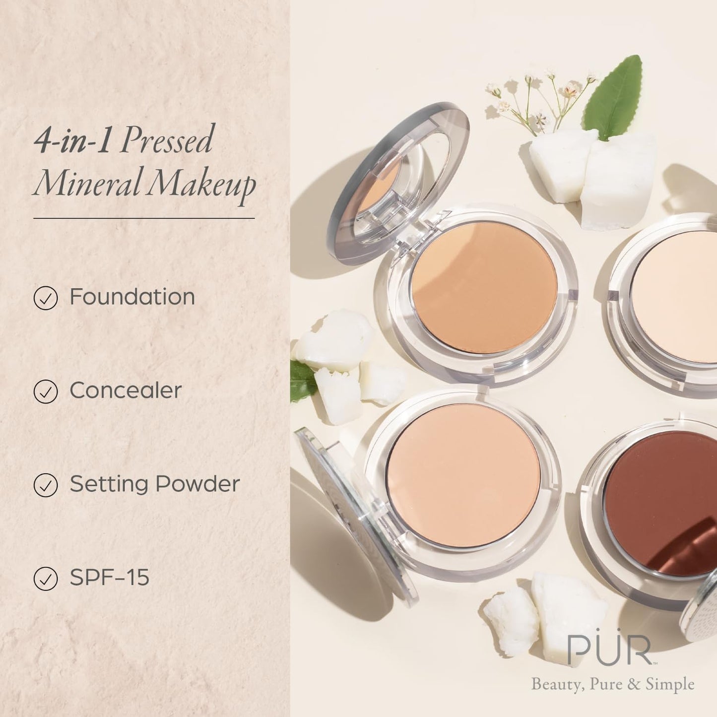 PÜR 4-in-1 Pressed Mineral Makeup with Skincare Ingredients in Linen, 0.8 Pound 🍁 All In One Marketplace Canada
