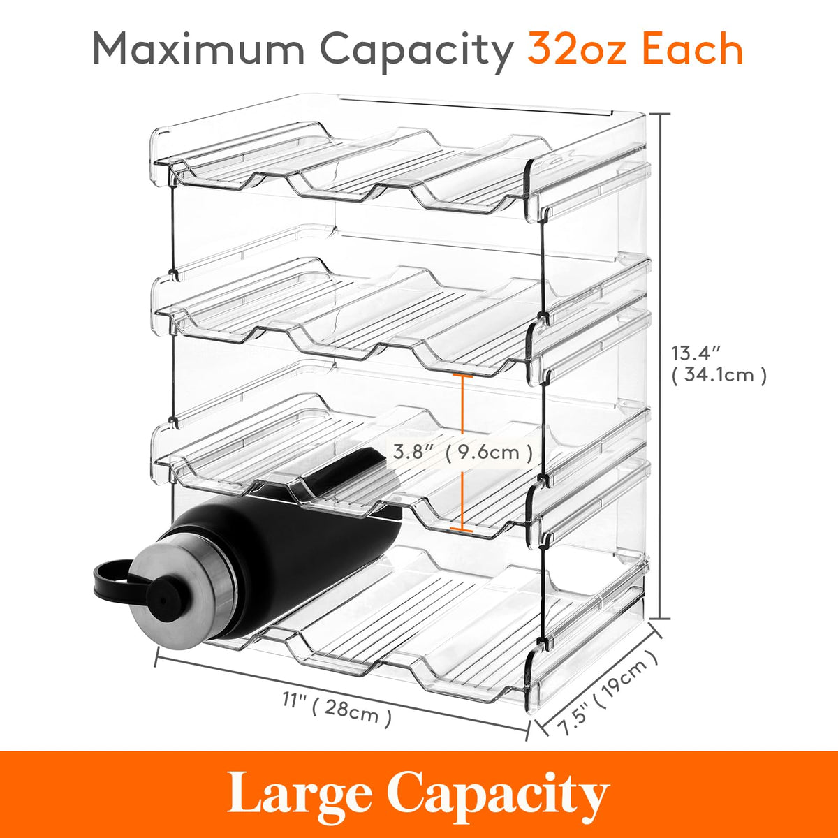 Lifewit Stackable Water Bottle Organizer for Cabinet, Freezer, Pantry - Plastic Cup Holder, Wine Racks for Kitchen Tabletop Storage, Cupboard, Office - Pack of 4, Each Rack Holds 3 Containers 🍁 All In One Marketplace Canada