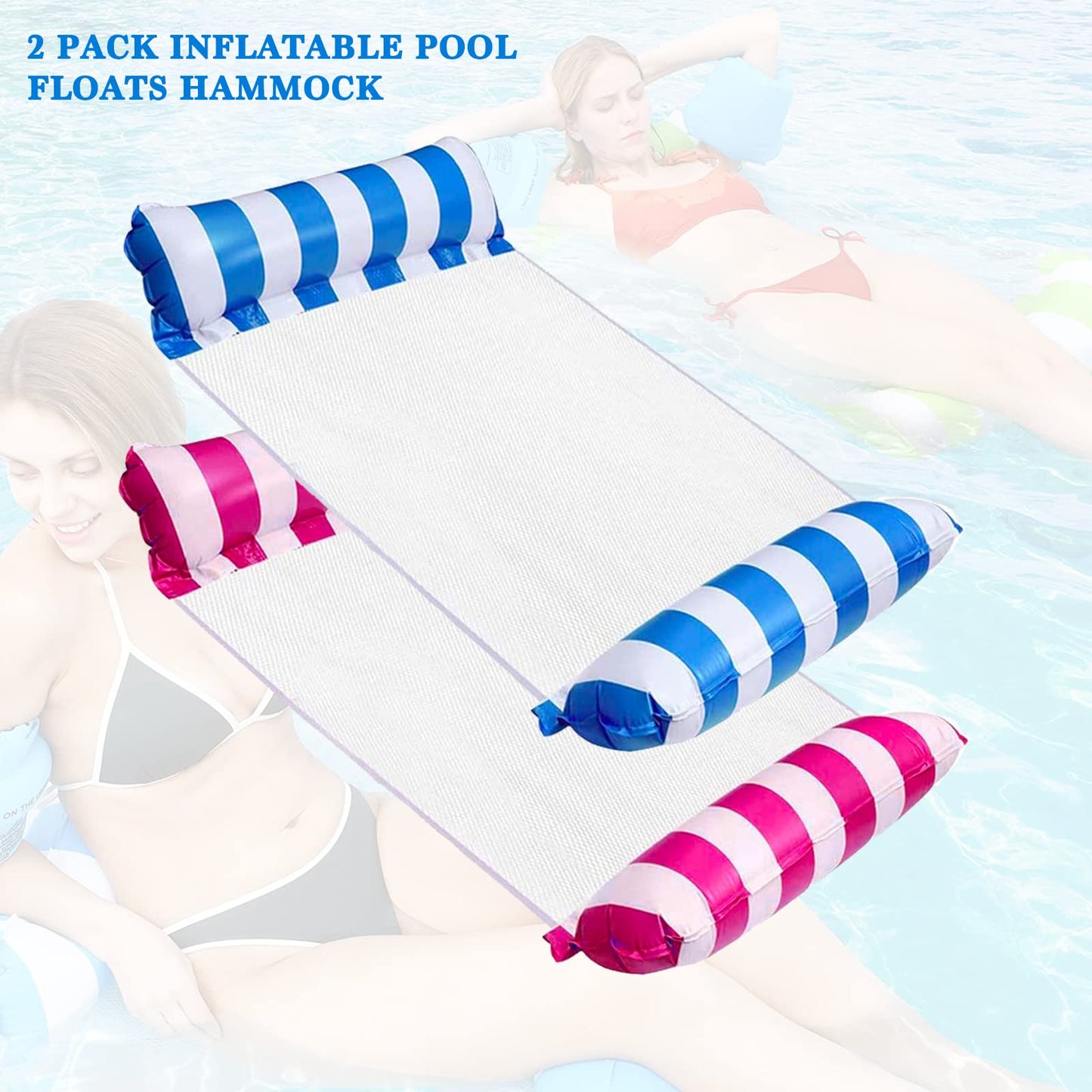 FUNNYTA 2 Pack Water Hammock, 4-in-1 Multi-Portable Water Pool Float Hammock (Saddle, Lounge Chair, Hammock and Drifter) for Adults, Suitable for Travel, Family and Recreation 🍁 All In One Marketplace Canada